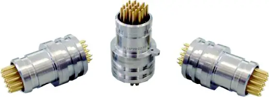 Archived catalog photograph showing three metallic circular connector configurations