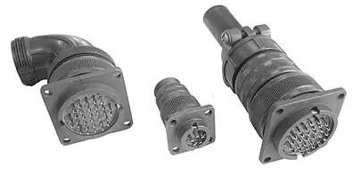 Archived catalog photograph showing several MY10X circular connector configurations