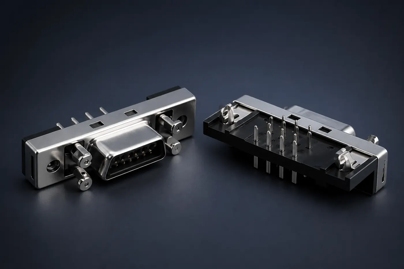Representative low-profile railway and industrial connector pair